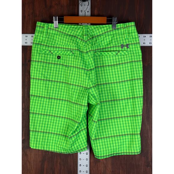 Under Armour Golf Matchplay Striped‎ Shorts Volt Green Mens 34 Minecraft Color - Picture 5 of 9